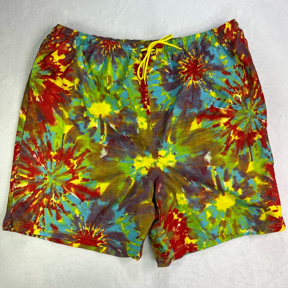 King Size Mens Swim Trunks Size 3XL Tie Dye Multi Color